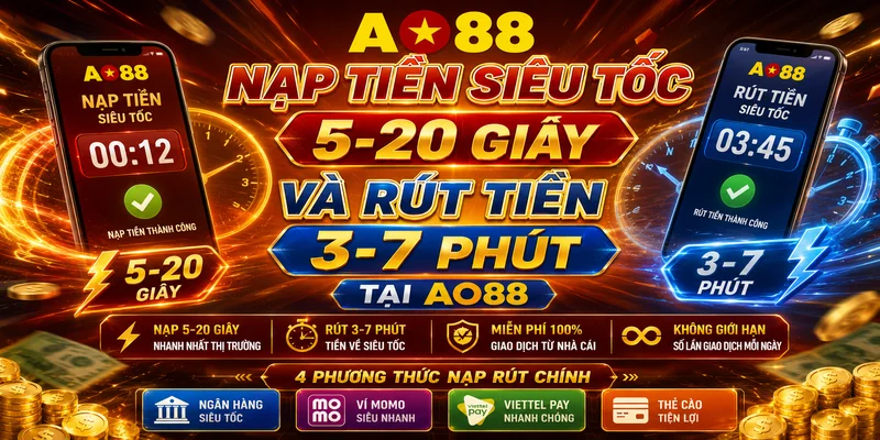 Nạp Tiền Siêu Tốc 5-20 Giây Và Rút Tiền 3-7 Phút Tại AO88