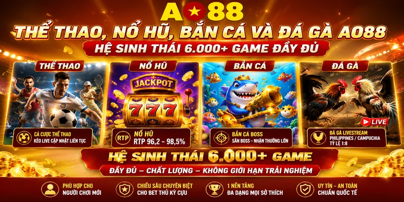 Thể Thao, Nổ Hũ, Bắn Cá Và Đá Gà AO88 – Hệ Sinh Thái 6.000+ Game Đầy Đủ